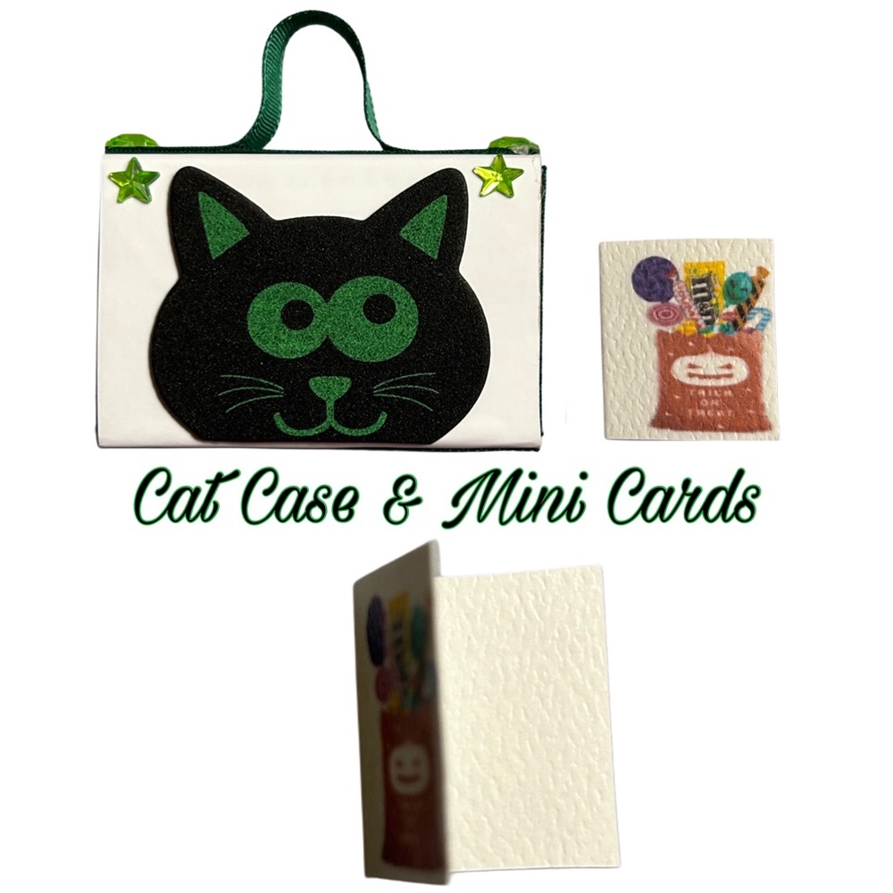 Miniature Halloween Cards And Black Cat Case